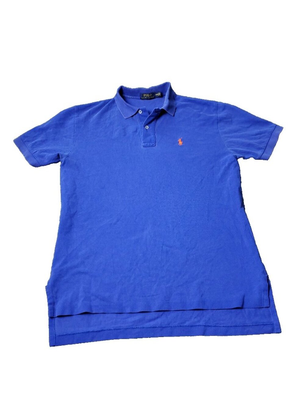 Polo Ralph Lauren Faded Shirt Men Medium Blue Short Sleeve Blue Orange Pony y2k